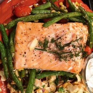 Roasted Salmon and Succotash